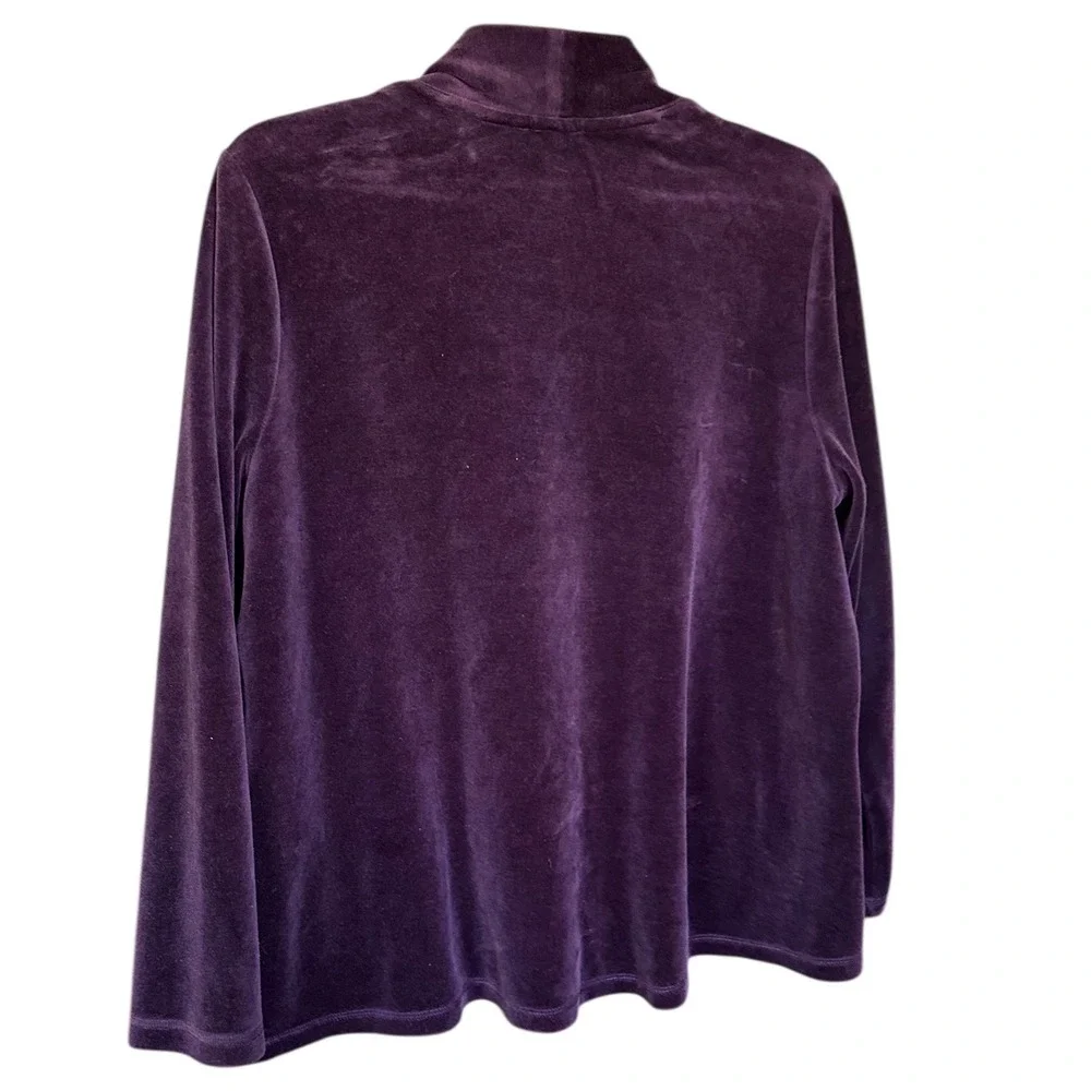 Talbots Petites Purple Velvet Velour Open Front Cardigan Jacket Sz LP Luxury - Picture 2 of 6